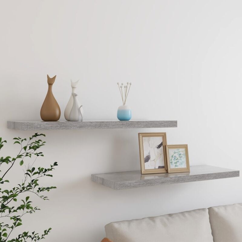 foto del prodotto scaffali a parete 2 pz grigio cemento 80x23,5x3,8 cm in mdf cod mxl 33596