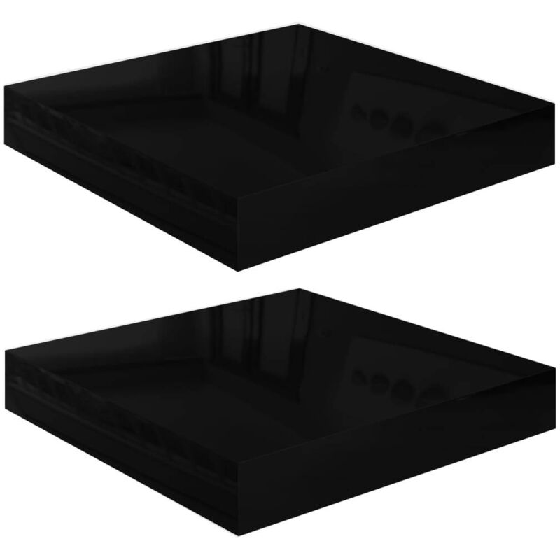 foto del prodotto scaffali a parete 2 pz nero lucido 23x23,5x3,8 cm in mdf - vidaxl