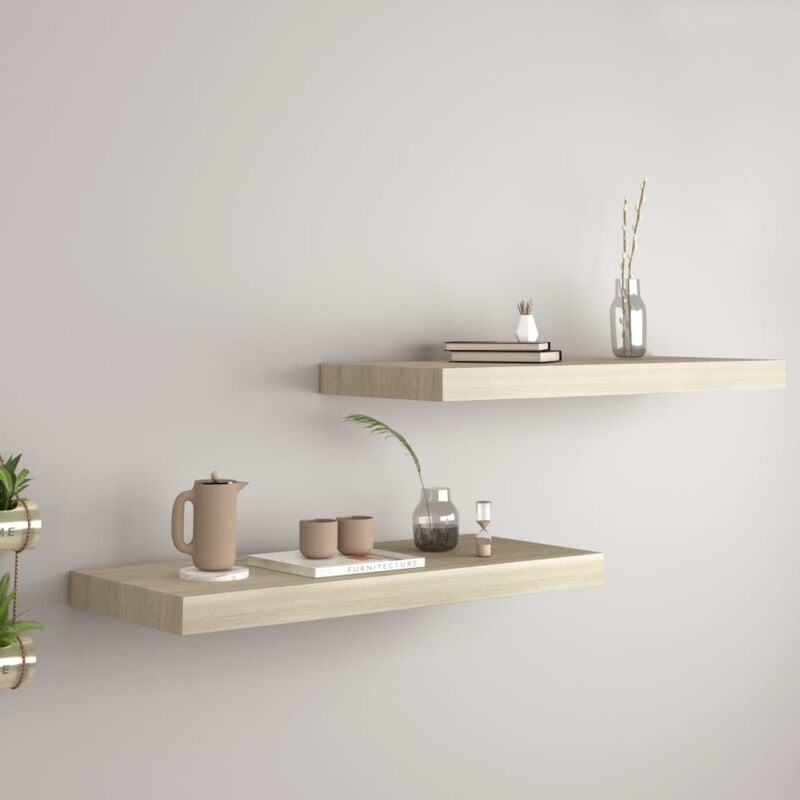 foto del prodotto scaffali a parete 2 pz rovere 60x23,5x3,8 cm in mdf vidaxl