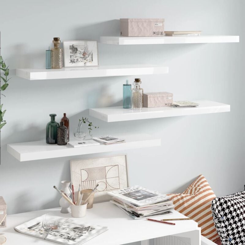 foto del prodotto scaffali a parete 4 pz bianco lucido 80x23,5x3,8 cm in mdf vidaxl