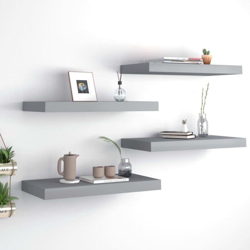 foto del prodotto scaffali a parete 4 pz grigi 50x23x3,8 cm in mdf vidaxl