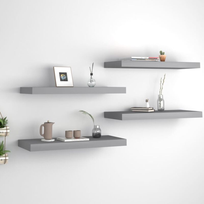 foto del prodotto scaffali a parete 4 pz grigi 60x23,5x3,8 cm in mdf vidaxl