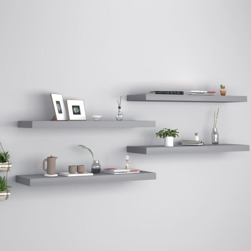 foto del prodotto scaffali a parete 4 pz grigi 80x23,5x3,8 cm in mdf vidaxl