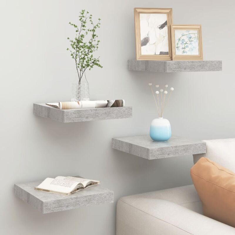 foto del prodotto scaffali a parete 4 pz grigio cemento 23x23,5x3,8 cm in mdf vidaxl