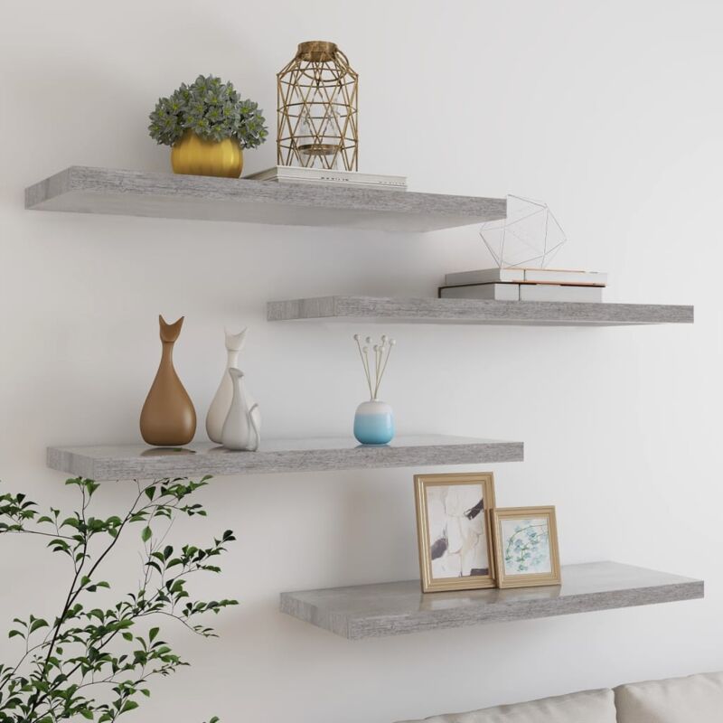 foto del prodotto scaffali a parete 4 pz grigio cemento 80x23,5x3,8 cm in mdf vidaxl