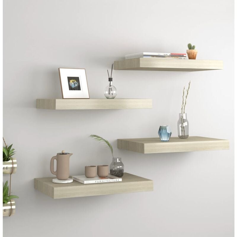 foto del prodotto scaffali a parete 4 pz rovere 40x23x3,8 cm in mdf vidaxl