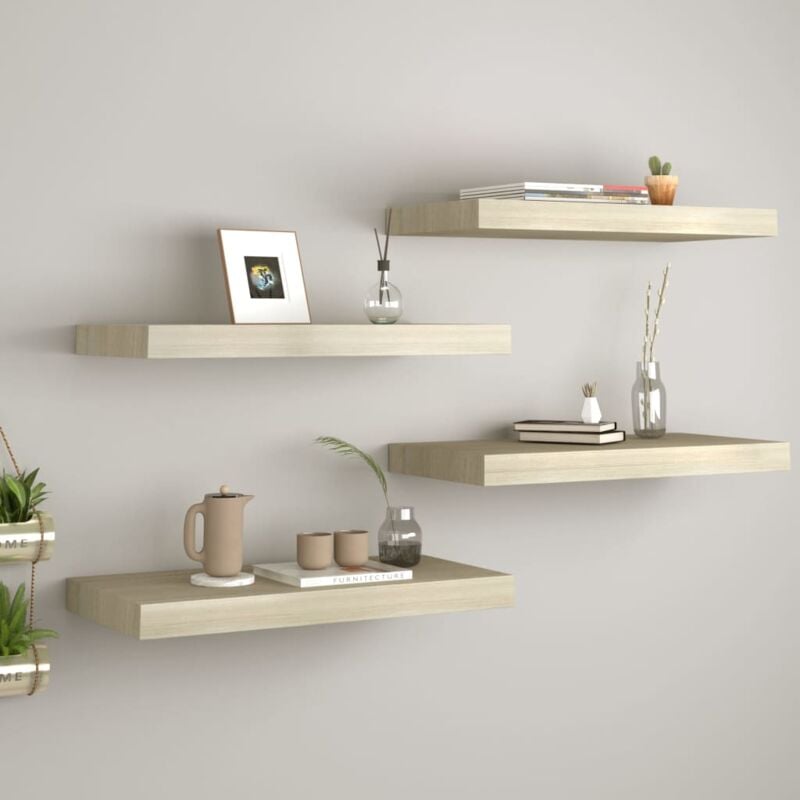 foto del prodotto scaffali a parete 4 pz rovere 60x23,5x3,8 cm in mdf vidaxl