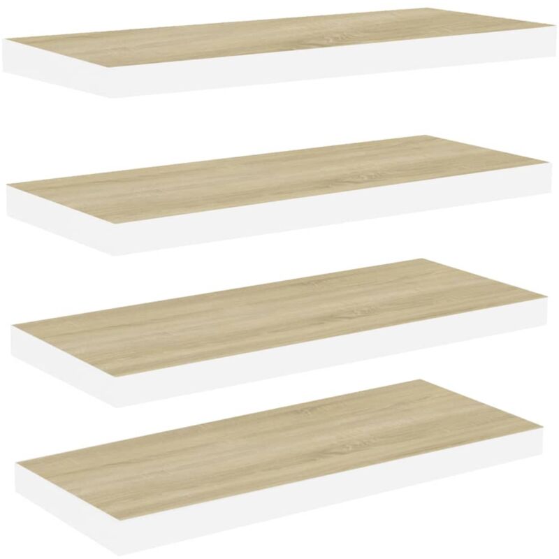 foto del prodotto scaffali a parete 4 pz rovere e bianco 60x23,5x3,8 cm in mdf vidaxl