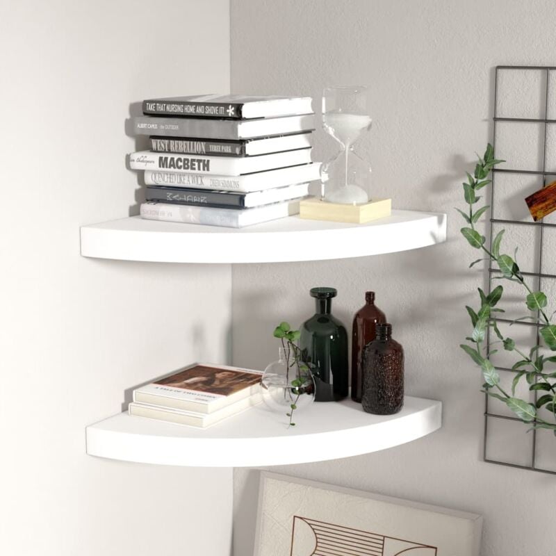 foto del prodotto scaffali angolari a parete 2 pz bianchi 35x35x3,8 cm mdf