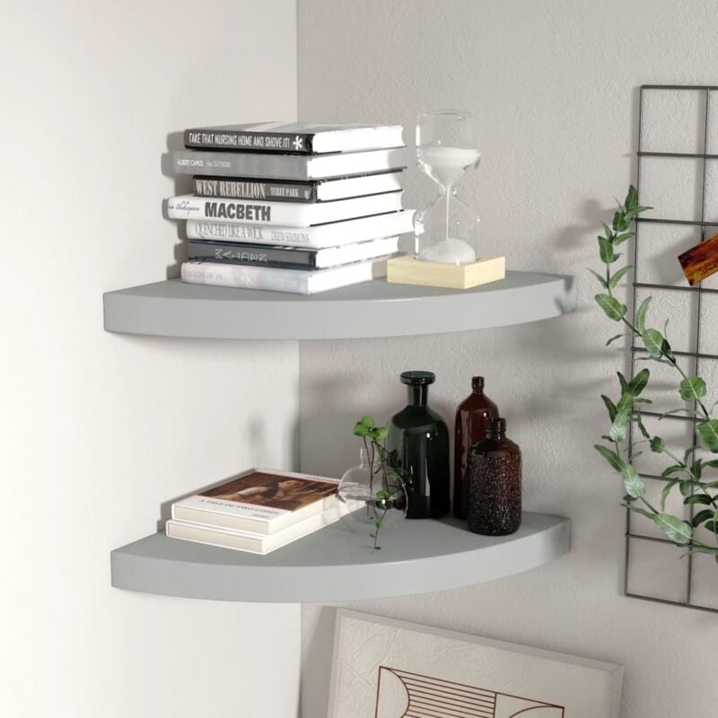 foto del prodotto scaffali angolari a parete 2 pz grigi 35x35x3,8 cm in mdf vidaxl