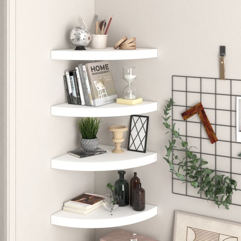 foto del prodotto scaffali angolari a parete 4 pz bianchi 35x35x3,8 cm mdf