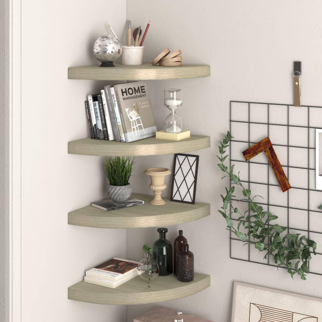 foto del prodotto scaffali angolari a parete 4 pz rovere 35x35x3,8 cm mdf cod mxl 62589