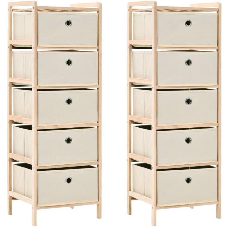 foto del prodotto scaffali con 5 cesti in tessuto 2 pz in legno di cedro beige vidaxl