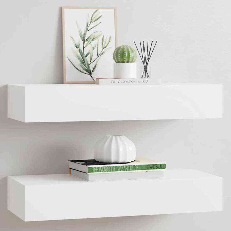 foto del prodotto scaffali con cassetti da parete 2 pz bianco 60x23,5x10 cm mdf