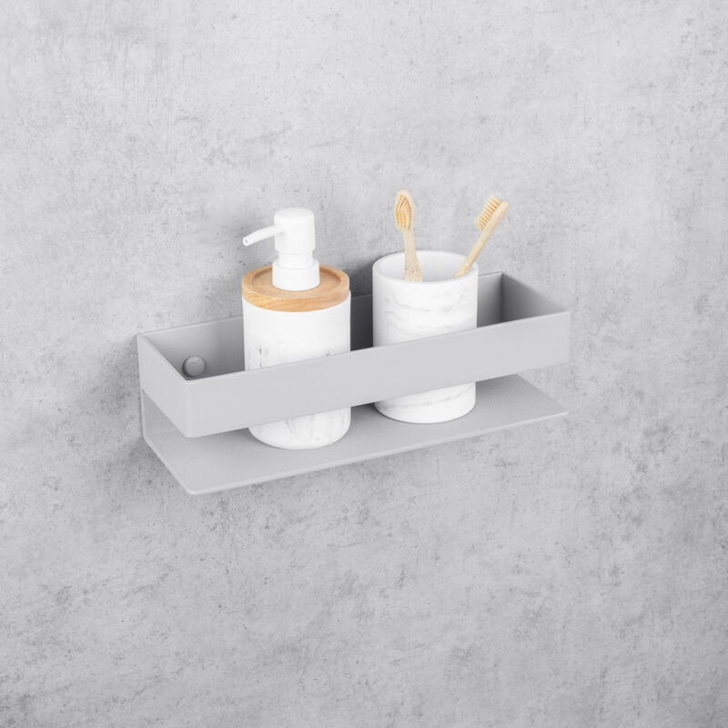 foto del prodotto scaffali da bagno, in alluminio, grigio, skandi 32.6 cm daske