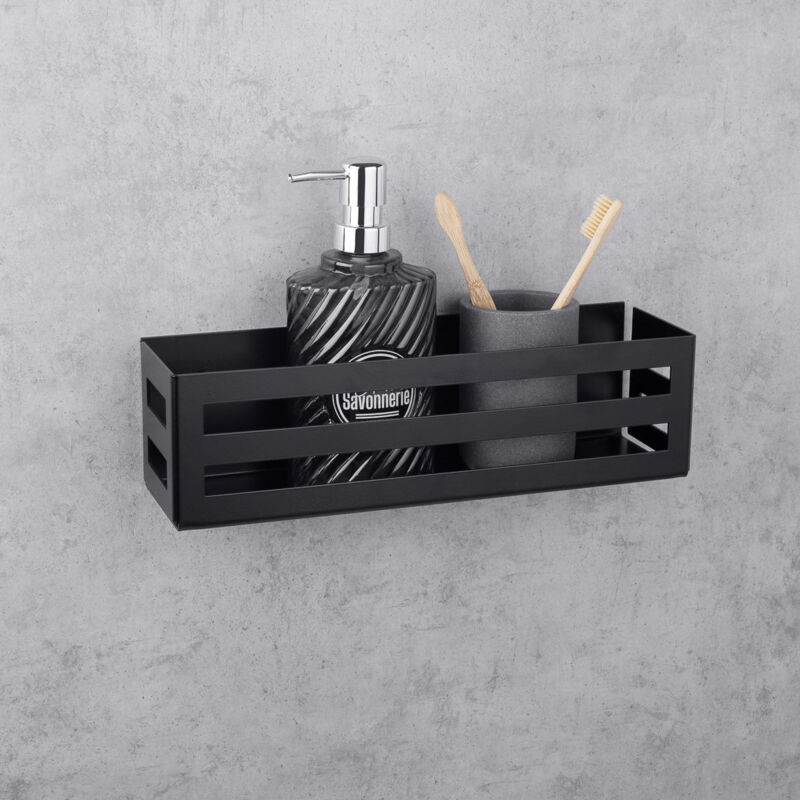 foto del prodotto scaffali da bagno, in alluminio, nero, country 32.6 cm daske