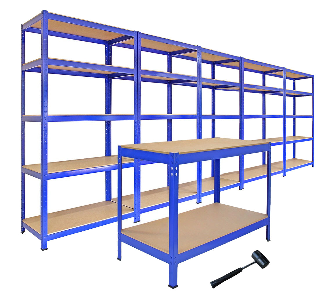 foto del prodotto scaffali da garage t rax ad incastro scaffalature da officina magazzino blu