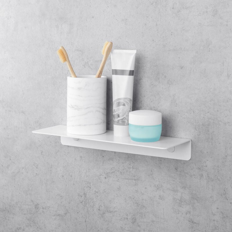 foto del prodotto scaffali da parete bagno, in alluminio, bianco, l gance 30 cm daske