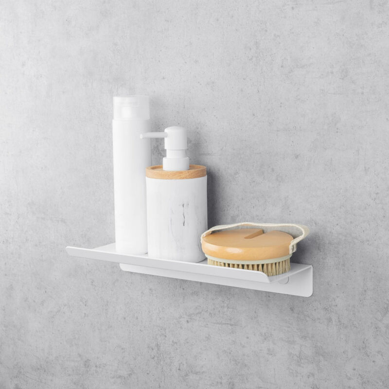 foto del prodotto scaffali da parete bagno, in alluminio, bianco, plain 30 cm daske