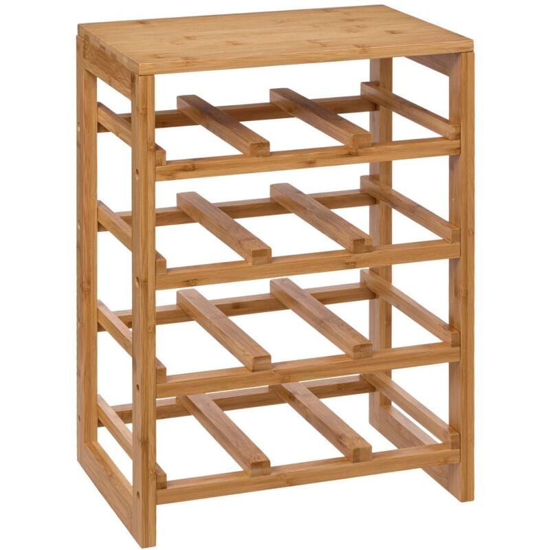 foto del prodotto scaffali in bambù a cinque linee per 12 bottiglie - organizza la tua cucina - risparmia spazio