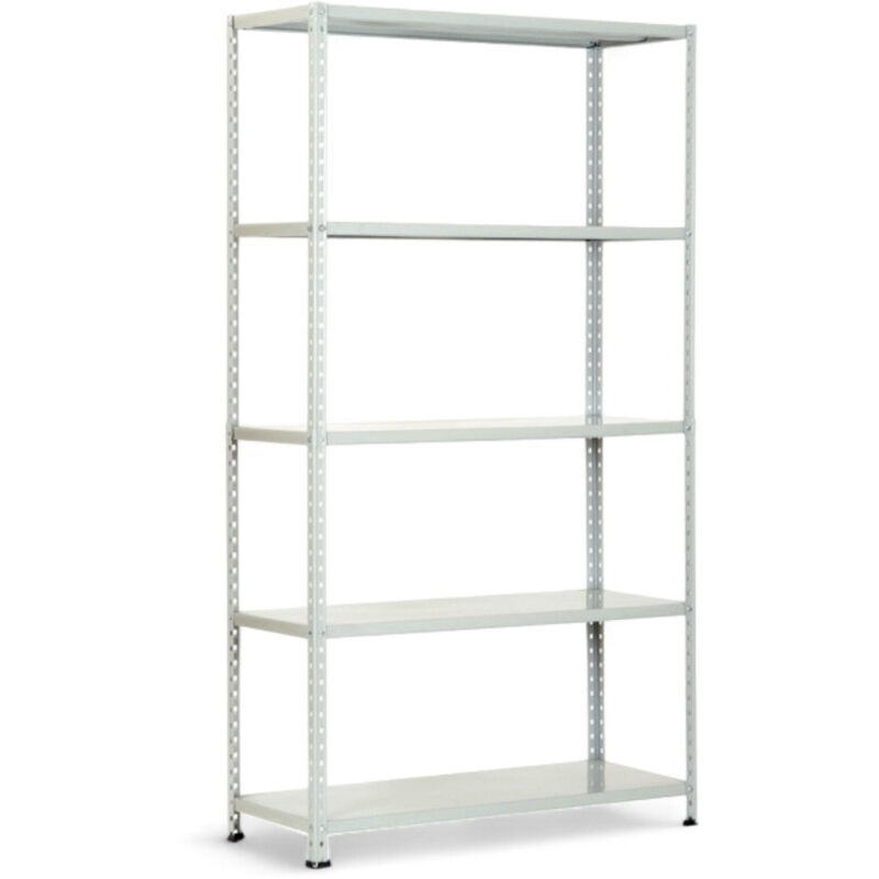 foto del prodotto scaffali in kit 5 ripiani angolari grigio 100x40x186 cm capacit di carico 400 kg acciaio verniciato montaggio sicuro