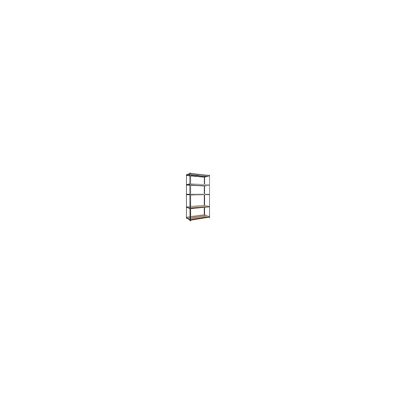 foto del prodotto scaffali per carichi, scaffalature a 5 ripiani, in metallo e mdf scaffale, per garage, magazzino, ripostiglio, portante 650 kg, 75 x 30 x 150 cm