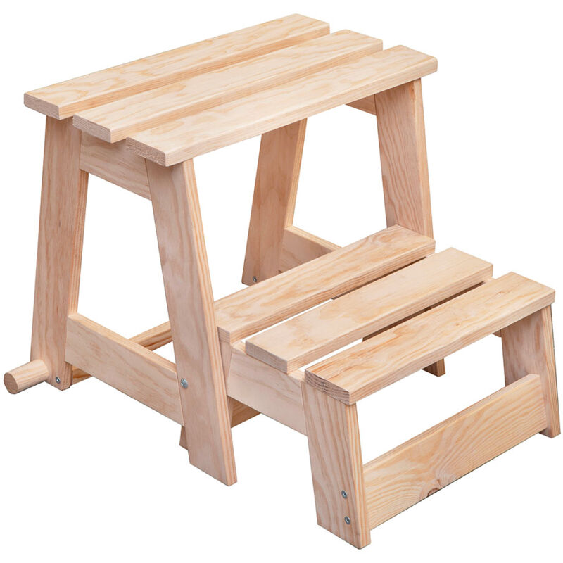 foto del prodotto scala a sgabello di legno, 2 gradini. astigarraga