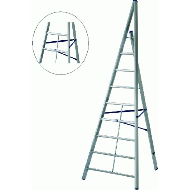 foto del prodotto scala agricola triangolare in alluminio trittika 8 gradini h 277 cm tre piedi utilizzata in agricoltura