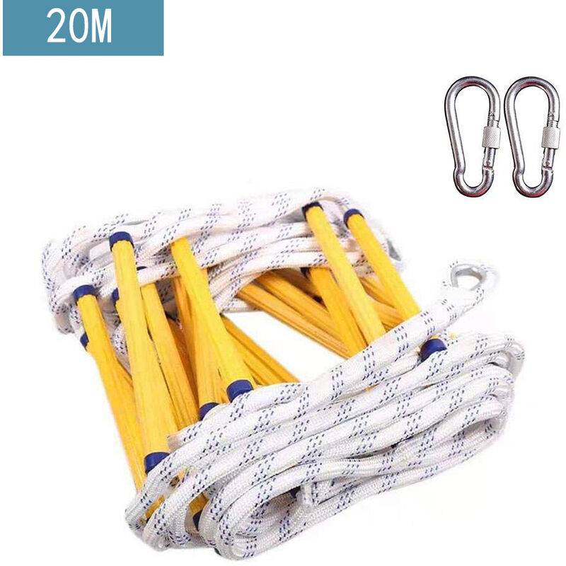 foto del prodotto scala di corda di salvataggio antincendio 20m scala antincendio resistente con moschettoni