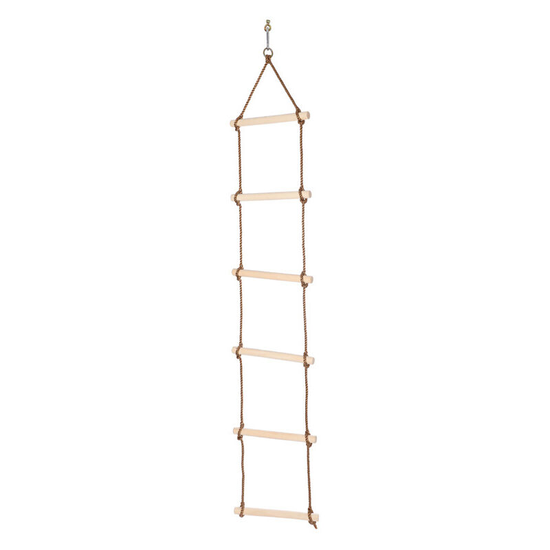 immagine 0 del prodotto scala di corda per bambini 2,1 m con 6 barre di legno ideale per arrampicarsi su strutture, cabine sugli alberi e vasche, limite di peso di 60