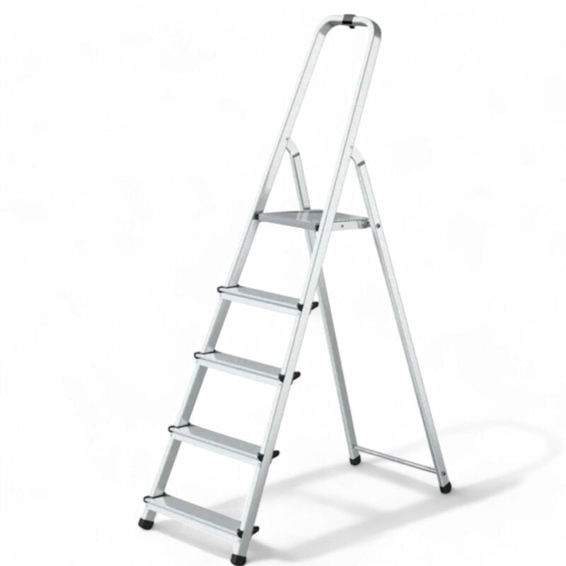 foto del prodotto scala domestica professionale in alluminio a tre gradini portata 120kg ideale per uso domestico e professionale robusta e leggera 3 gradini