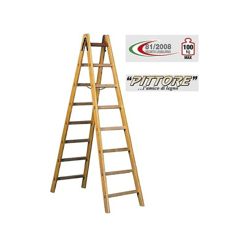 foto del prodotto scala doppia salita in legno gr.8 200,3 cm facal