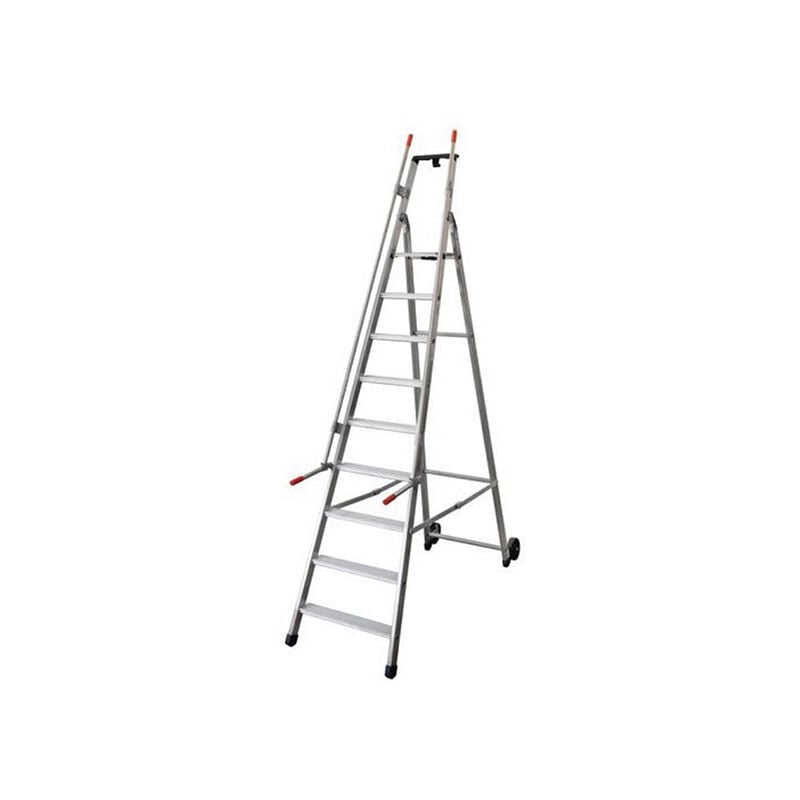 foto del prodotto scala mobile a 11 gradini - altezza massima di lavoro 4,52m - larghezza 0.68m - 2 maniglie ribaltabili - qm-11