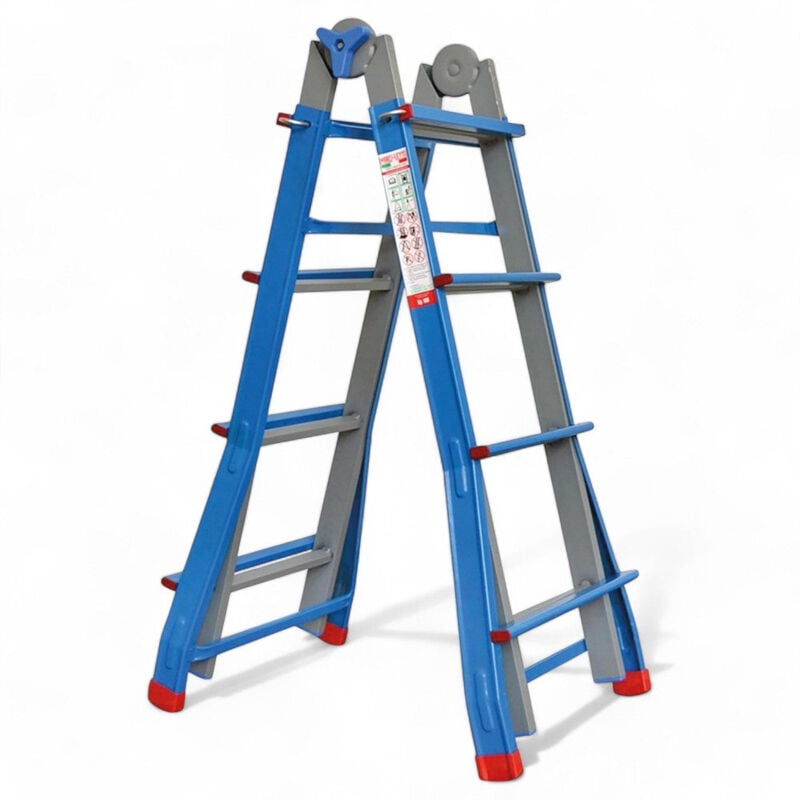 foto del prodotto scala multiuso in alluminio con gradini richiudibile versatile resistente per lavori interni ed esterni casa ufficio officina - 4 4 gradini