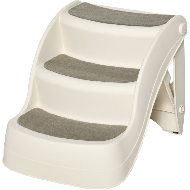 foto del prodotto scala per cani a 3 gradini antiscivolo beige in pp pawhut