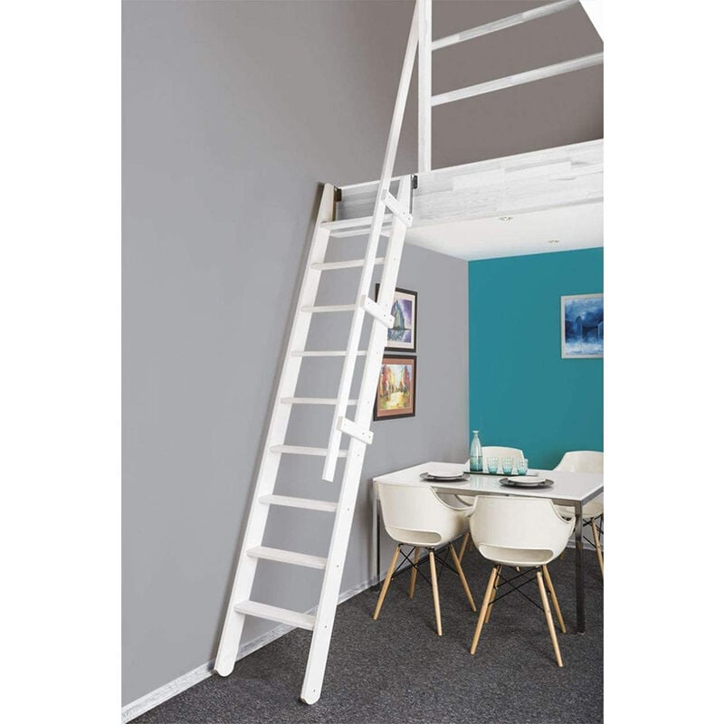 foto del prodotto scala per soppalco colore bianco ral 9003 due corrimani. msp ww 2r