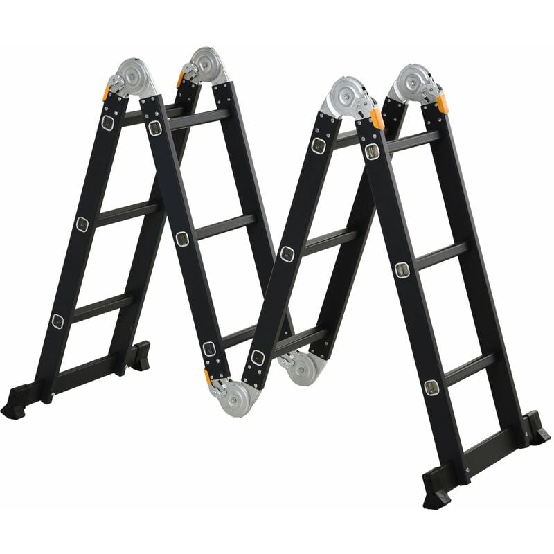 foto del prodotto scala pieghevole 370x61x11 cm in alluminio nera