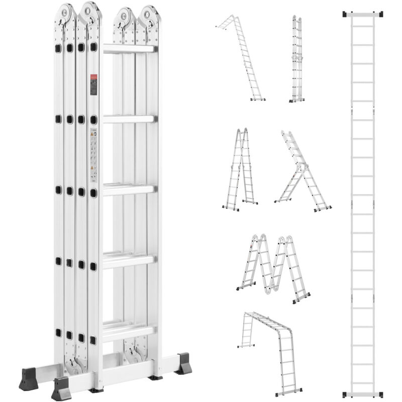 foto del prodotto scala pieghevole 7 in 1, portata 19 piedi, capacit 330 libbre, struttura telescopica regolabile a forma di a, metallo per casa e spazi aperti