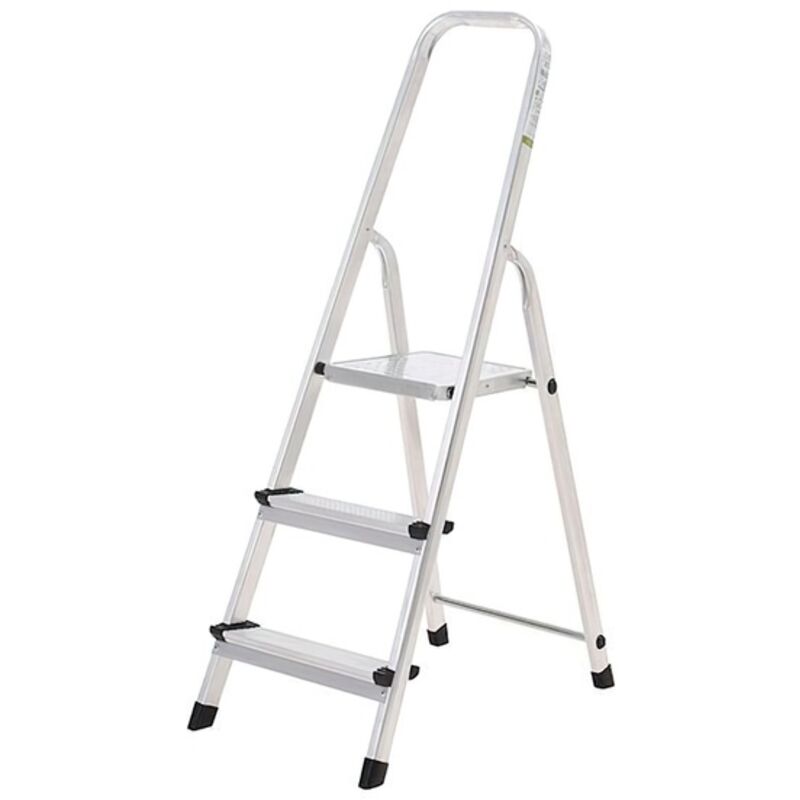 foto del prodotto scala pieghevole a 3 gradini in alluminio, uso domestico, antiscivolo, leggera e robusta - oryx