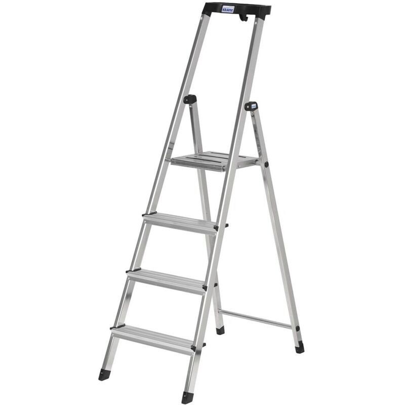foto del prodotto scala pieghevole a 4 scalini krause 126320 nero argentato alluminio
