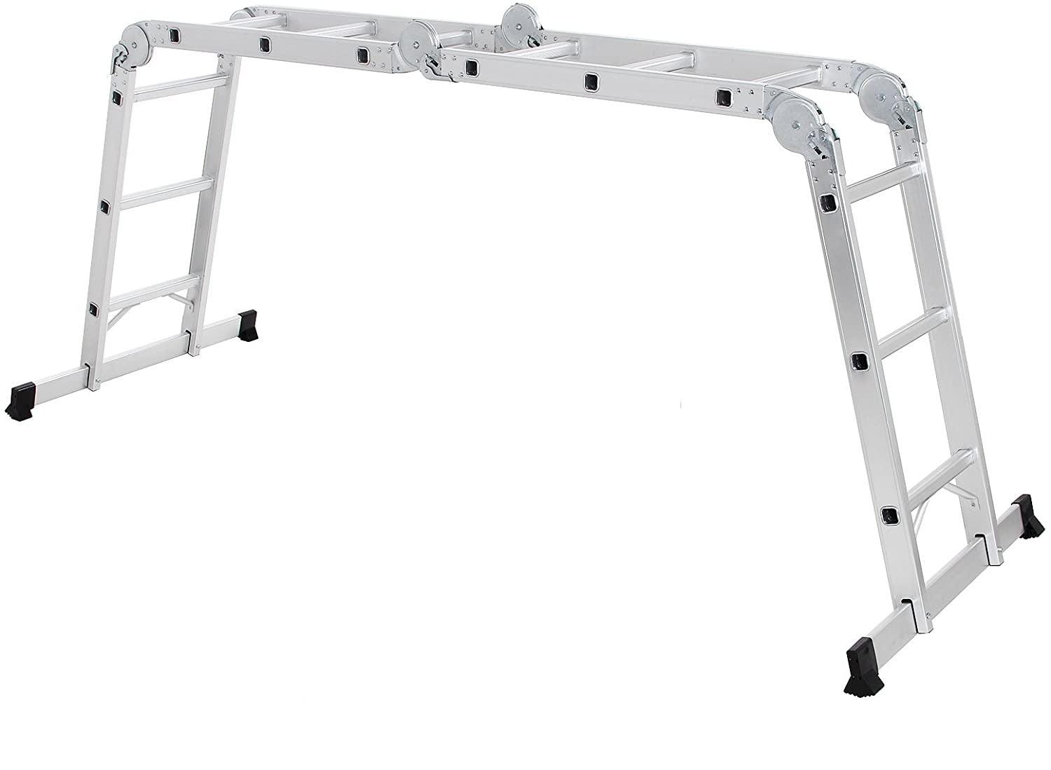 foto del prodotto scala pieghevole e multifunzionale in alluminio a 2 montanti resistente a 150kg 12 0000473