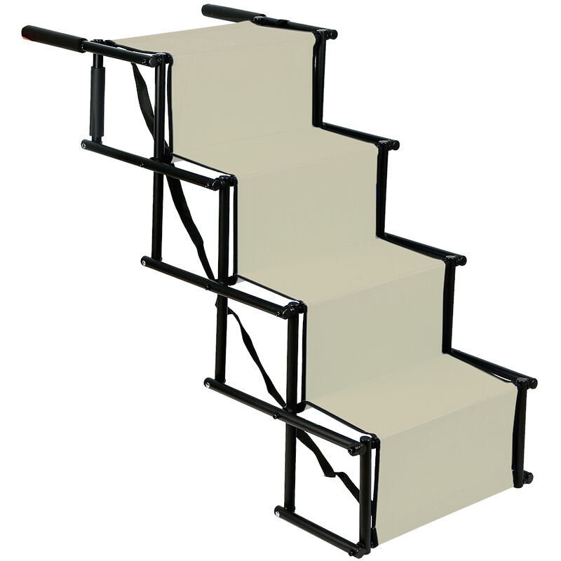 foto del prodotto scala pieghevole per cani acciaio inox panno oxford dimensioni 1017647cm beige wyctin