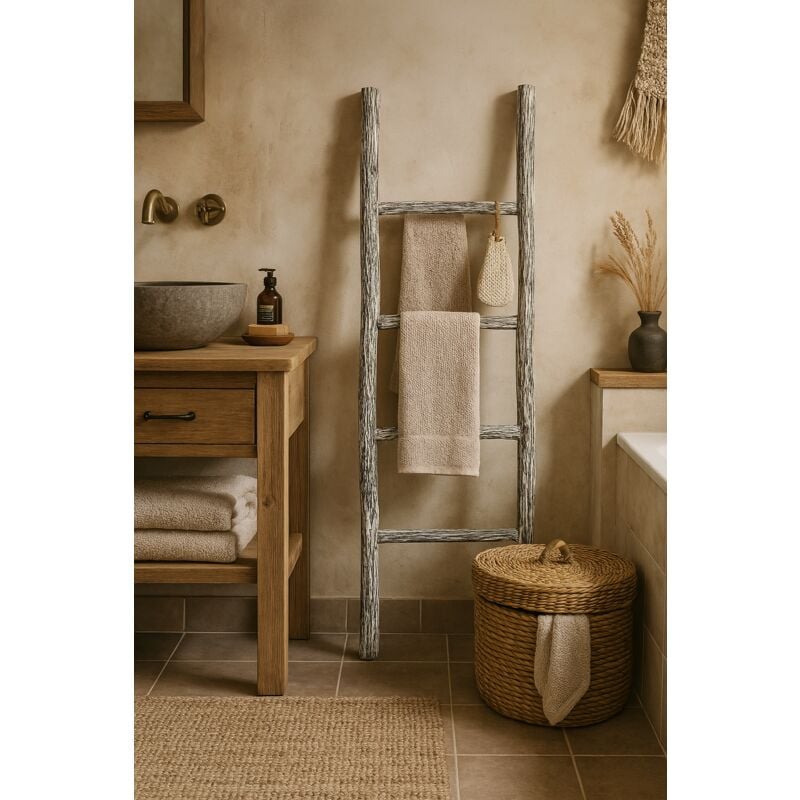 foto del prodotto scala porta asciugamani legno bagno moderno da terra scaletta portasciugamani da parete a muro decorativa appendi asciugamani