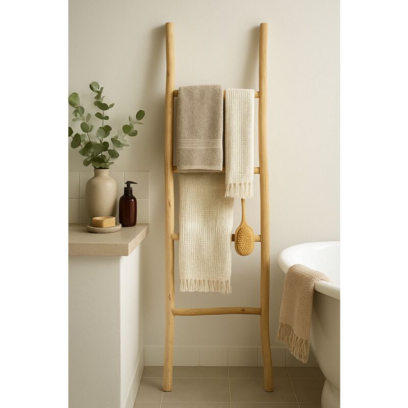 foto del prodotto scala porta asciugamani legno bagno moderno da terra scaletta portasciugamani da parete a muro decorativa appendi asciugamani
