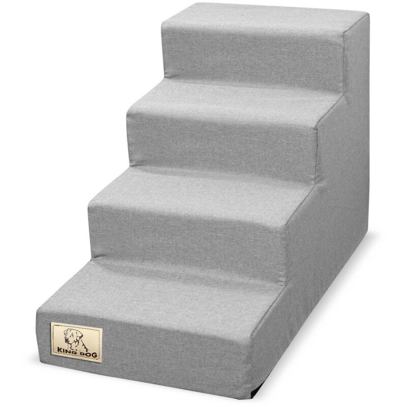 foto del prodotto scala removibile 4 gradini, antiscivolo, 60x40x30 cm, lino grigio