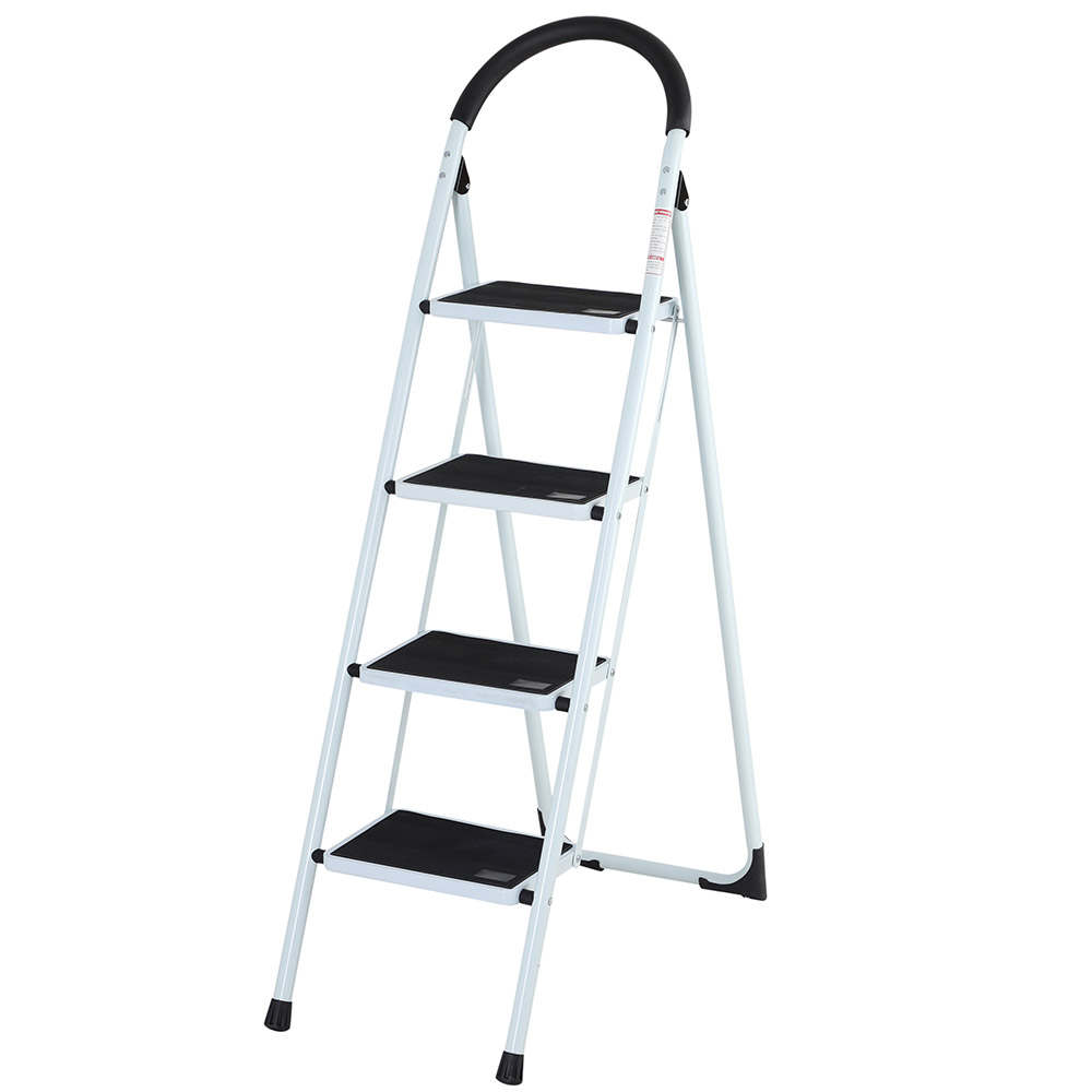 foto del prodotto scala scaletta pieghevole 4 gradini antiscivolo sgabello scaletto acciaio 150kg