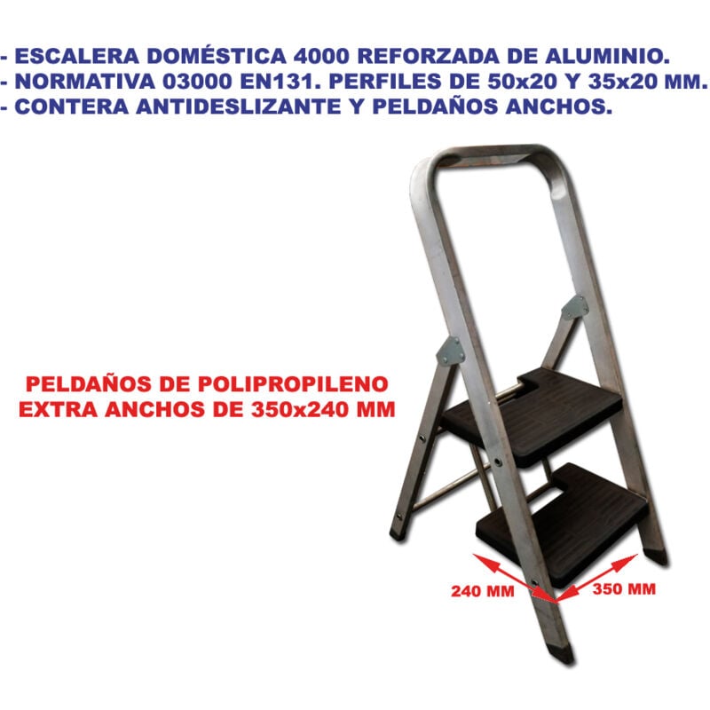 foto del prodotto scala sifer 4000 in alluminio rinforzato con 2 gradini larghi en131