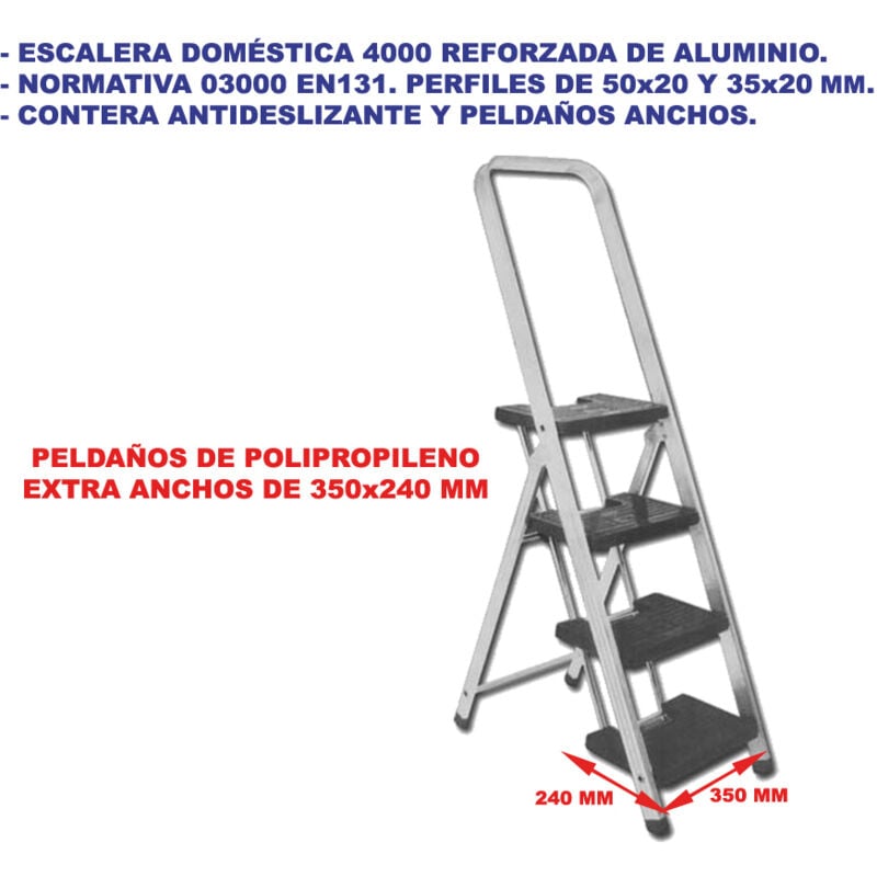 foto del prodotto scala sifer 4000 in alluminio rinforzato con 5 gradini larghi en131