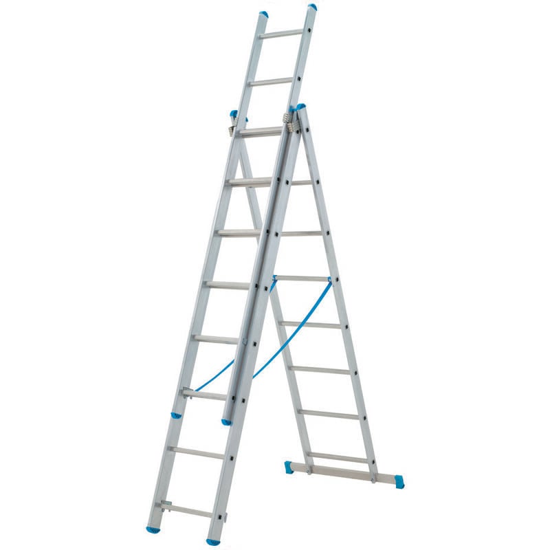 foto del prodotto scala stilo alluminio tripla estensibile gr en 131 3x9 gr. cm.258 594h. kg.16 base cm.98 sl260 3 