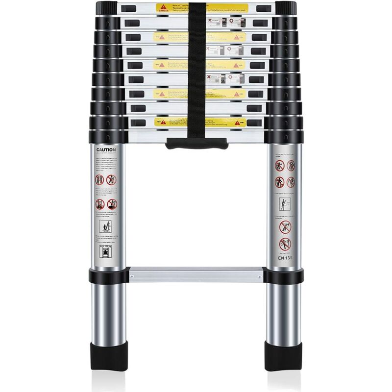 foto del prodotto scala telescopica 3.2m in alluminio per bricolage, pieghevole, estensibile, unica, dritta, multifunzione, portata 150kg